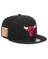 Men's Black Chicago Bulls Court Sport Leather Applique 59fifty Fitted Hat