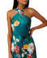 Women's Printed Drape-Back Halter Gown