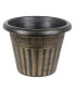 Фото #1 товара Outdoor Dragon Banded Plastic Planter Gold 13 Inches