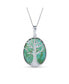 ფოტო #1 პროდუქტის Blue Turquoise Large Oval Wishing Tree Family Tree Of Life Pendant Necklace Western Jewelry For Women .925 Sterling Silver