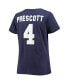 Фото #3 товара Футболка женская Fanatics Dallas Cowboys с фамилией и номером Dak Prescott, синяя, больших размеров, V-образный вырез