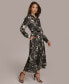 ფოტო #3 პროდუქტის Donna Karan Women's Printed Belted Shirtdress