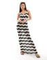 Фото #2 товара New Look chevron crochet maxi dress in black and white