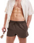 Фото #1 товара ASOS DESIGN super short swim short in brown