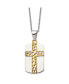 Фото #1 товара Chisel yellow IP-plated 2 Piece Cut Out Cross Dog Tag Cable Chain Necklace