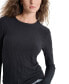 Petite Long-Sleeve Ribbed Crewneck Черный, P/L - фото #4