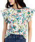 ფოტო #3 პროდუქტის Women's Crewneck Flutter-Sleeve Top