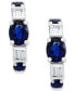 Фото #4 товара EFFY® Sapphire (5/8 ct. t.w.) & Diamond (1/10 ct. t.w.) Extra Small Huggie Hoop Earrings in 14k White Gold, 0.37"
