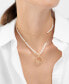 ფოტო #3 პროდუქტის 29-32" Adjustable 14K Gold Plated Imitation Pearl Beaded Ring Pendant Necklace