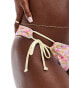 The Frolic cura tie side hipster ditsy floral print bikini bottom in pink