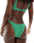 Фото #4 товара Mango thin stripe print bikini bottom in green and white