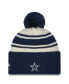 Фото #2 товара Men's Cream, Navy Dallas Cowboys 2022 Sideline Sport Cuffed Pom Knit Hat
