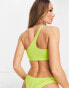 Фото #6 товара Monki one shouldered bikini top in lime green