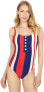 Фото #1 товара Gottex 278264 Women's Chic Nautique High Leg One Piece, Navy/Red/White, 38 US6