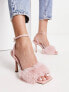 Фото #1 товара NA-KD fluffy heeled sandals in dusty pink