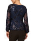 Фото #2 товара Women's Floral Sequined V-Neck Top