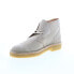 Clarks Desert Boot 26156289 Mens Gray Leather Lace Up Chukkas Boots