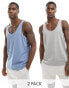 Фото #1 товара ASOS DESIGN 2 pack vests in grey marl and mid blue