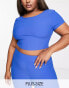 Фото #2 товара South Beach Plus rib cap sleeve crop top in colbalt blue