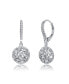 Sterling Silver Clear Baguette Clear Oval and Round Cubic Zirconia Round Leaver back Earrings