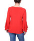 Фото #2 товара Petite Long Bell Sleeve Knit Top with Stone Details