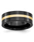 Ceramic Flat Black with 14k Gold Inlay Polished Band Ring