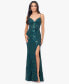 Juniors' Sequined Lace Corset Gown