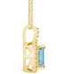 ფოტო #3 პროდუქტის Aquamarine (1-3/8 Ct. T.W.) and Diamond (1/4 Ct. T.W.) Halo Pendant Necklace in 14K Yellow Gold