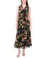 ფოტო #1 პროდუქტის Women's Tie-Neck Smocked-Waist Tiered Maxi Dress