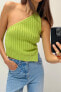 Asymmetric ribbed knit top