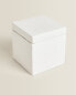 White earthenware bathroom storage jar