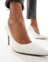 Фото #4 товара ASOS DESIGN Paphos pointed high heeled court shoes in ivory satin