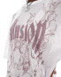 COLLUSION Unisex mesh oversized t-shirt in white with pink print