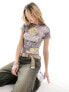 COLLUSION applique washed flower print t-shirt in multi