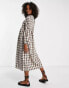 Urban Threads Tall midi smock dress in brown check