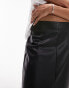 Topshop leather look fishtail maxi skirt in black