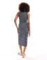 Pimkie ribbed racerneck midi dress in navy stripe