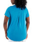 ფოტო #2 პროდუქტის Plus Size Satin Trim Neck Short-Sleeve Top, Created for Macy's