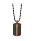 Polished Black and Brown IP-plated Dog Tag Ball Chain Necklace