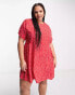 Фото #2 товара Wednesday's Girl Curve smudge spot mini smock dress in red