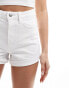 Stradivarius mom slim denim short in white Белый, 44 - фото #3