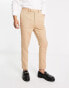 Фото #2 товара ASOS DESIGN tapered wool mix smart trousers in stone herringbone