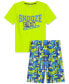 ფოტო #1 პროდუქტის Max and Olivia Boys 2-Pc. Lime Snooze Tee & Short Pajama Set