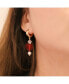 ფოტო #2 პროდუქტის 18K Gold Plated Freshwater Pearl with a Red Heart Shape Charm - Kokoro Earrings For Women