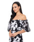 Фото #4 товара Petite Floral-Print Off-The-Shoulder Gown