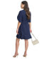 ფოტო #5 პროდუქტის Women's Surplice-Neck Tulip-Sleeve Belted Dress