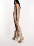 Фото #3 товара ASOS DESIGN textured cowl maxi dress with tassle detail in taupe