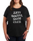 ფოტო #1 პროდუქტის Trendy Plus Size Anti-Social Mom Club Graphic T-shirt