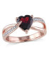 ფოტო #1 პროდუქტის Garnet and Diamond Heart Ring