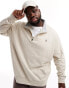 Фото #1 товара Polo Ralph Lauren big & Tall icon logo half zip double knit sweatshirt in beige marl